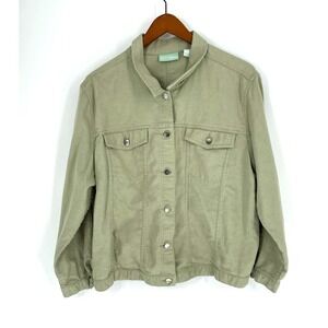 VTG 220 Hickory Women's XLarge Linen Button Up Lightweight Jacket in Light Olive